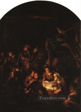  Adoration Art - Adoration of the Shepherds Rembrandt